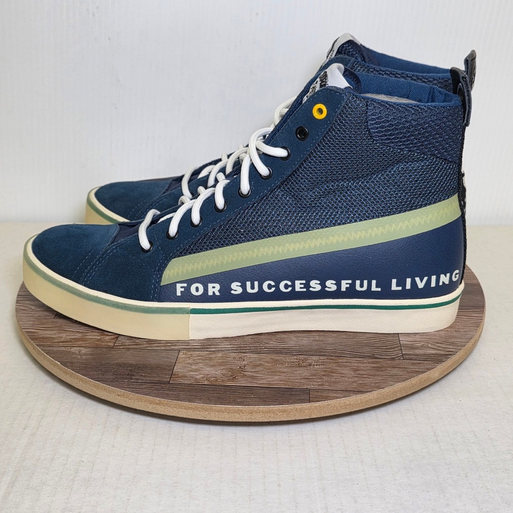 Diesel S-Dvelows High Top Sneakers Mens‎ 12.5 Navy Blue Suede Mesh Casual Shoes